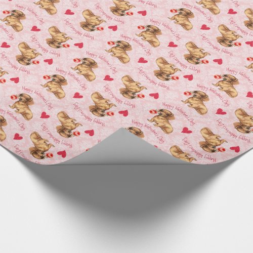 Valentine Rose Dachshund Wrapping Paper