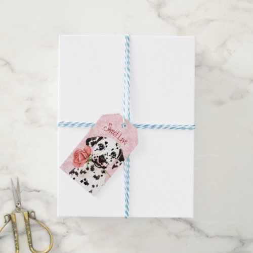 Valentine Rose Dalmatian Gift Tags
