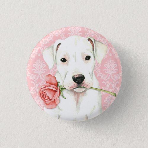 Valentine Rose Dogo Pinback Button