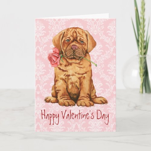 Valentine Rose Dogue de Bordeaux Holiday Card