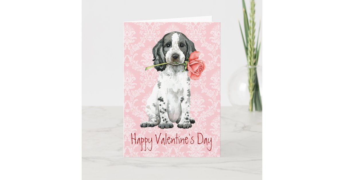 Valentine Rose English Cocker Spaniel Holiday Card | Zazzle