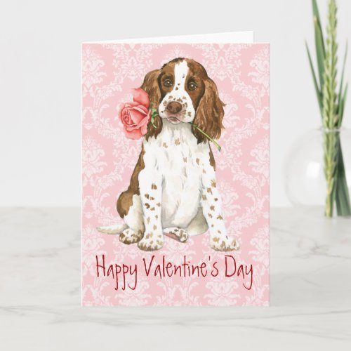 Valentine Rose English Springer Holiday Card