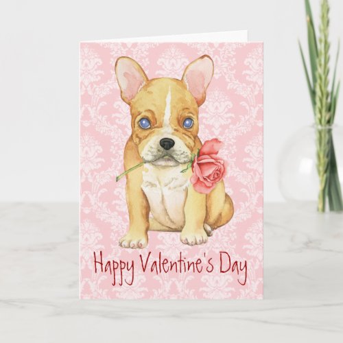 Valentine Rose Frenchie Holiday Card