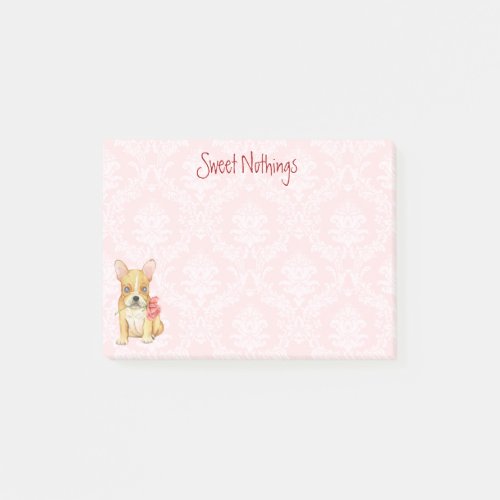 Valentine Rose Frenchie Post_it Notes