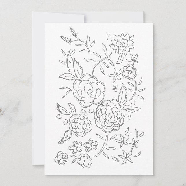 Valentine Rose Garden Adult Coloring Card (Front)