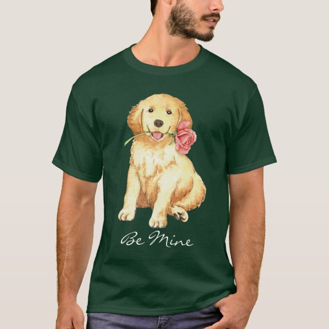 Valentine Rose Golden Retriever T-Shirt (Front)