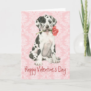 Valentine Rose Great Dane Holiday Card