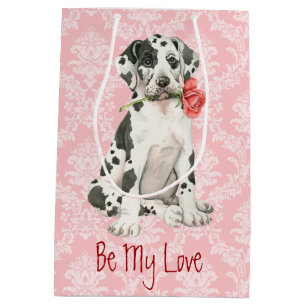 Valentine Rose Great Dane Medium Gift Bag