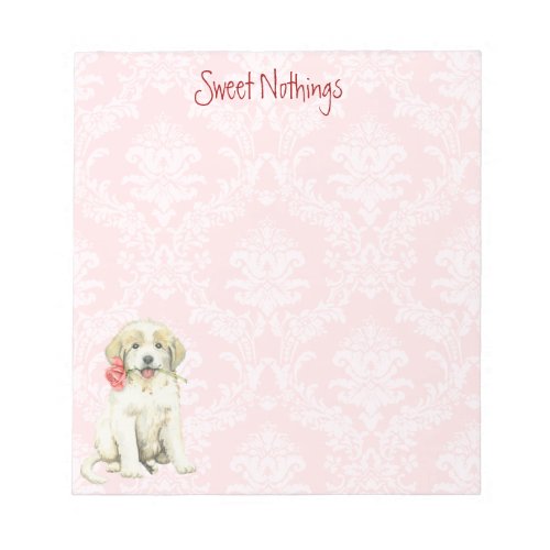 Valentine Rose Great Pyrenees Notepad