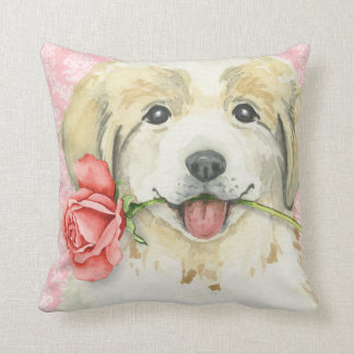 Valentine Rose Great Pyrenees Throw Pillow