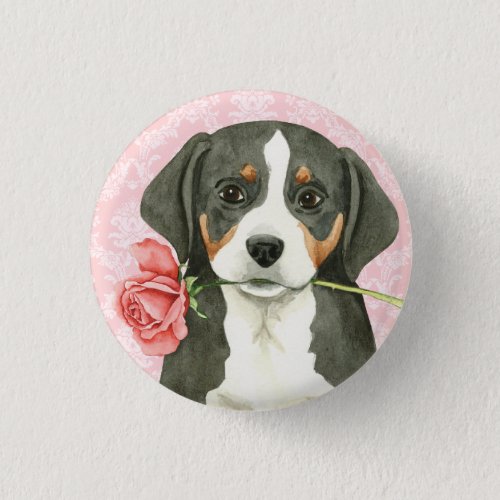 Valentine Rose Greater Swiss Mountain Dog Button