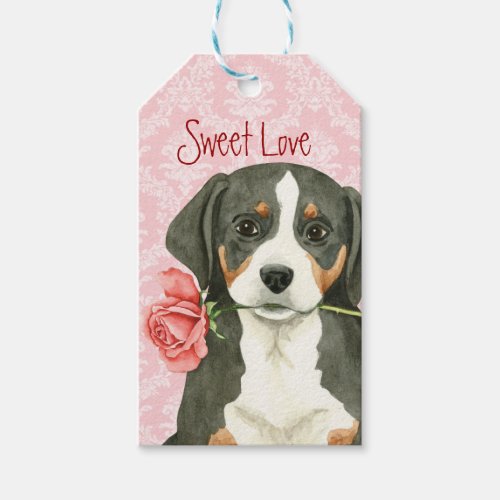 Valentine Rose Greater Swiss Mountain Dog Gift Tags