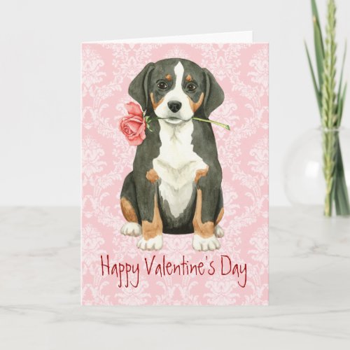 Valentine Rose Greater Swiss Mountain Dog Holiday Card