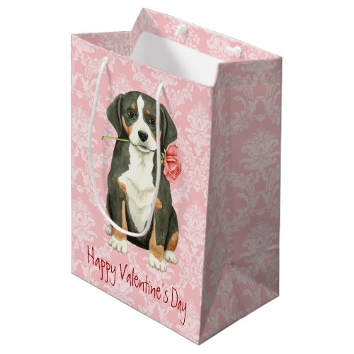 Valentine Rose Greater Swiss Mountain Dog Medium Gift Bag