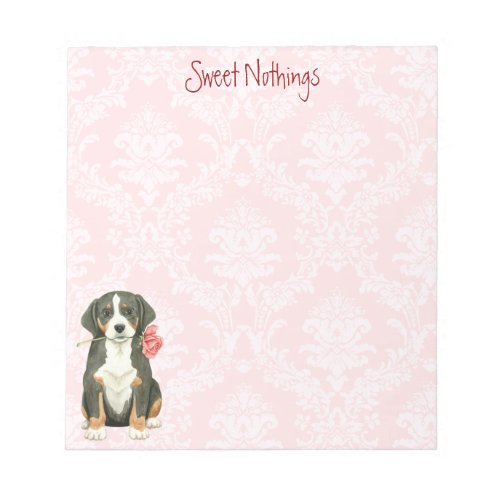 Valentine Rose Greater Swiss Mountain Dog Notepad