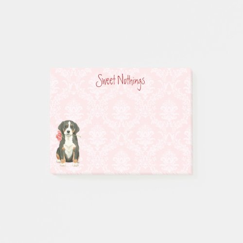 Valentine Rose Greater Swiss Mountain Dog Post_it Notes