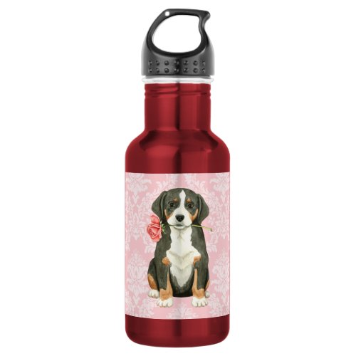 Valentine Rose Greater Swiss Mountain Dog Stainless Steel Water Bottle