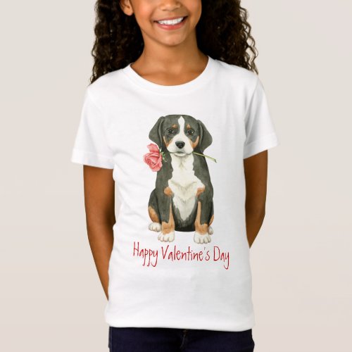 Valentine Rose Greater Swiss Mountain Dog T_Shirt