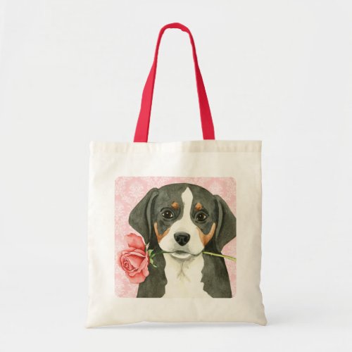 Valentine Rose Greater Swiss Mountain Dog Tote Bag