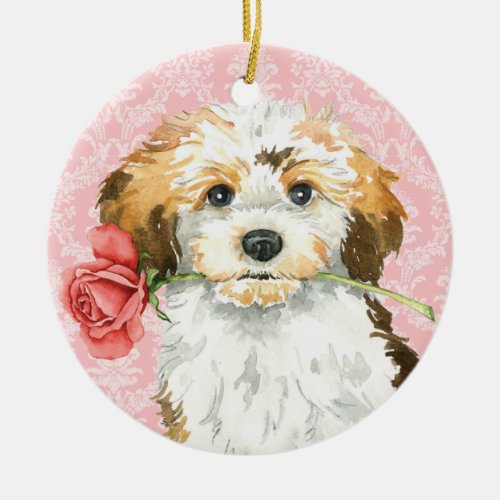 Valentine Rose Havanese Ceramic Ornament