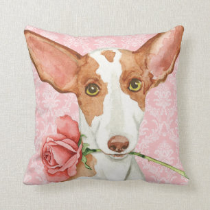 Valentine Rose Ibizan Hound Throw Pillow