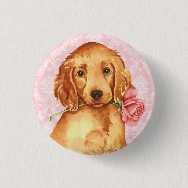 Valentine Rose Irish Setter Button (Front)