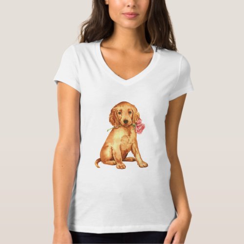 Valentine Rose Irish Setter T_Shirt