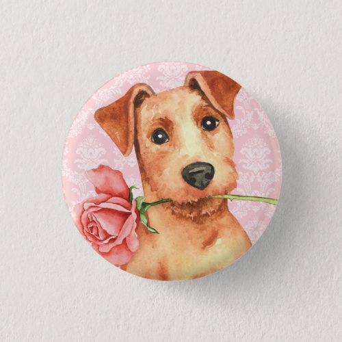 Valentine Rose Irish Terrier Button