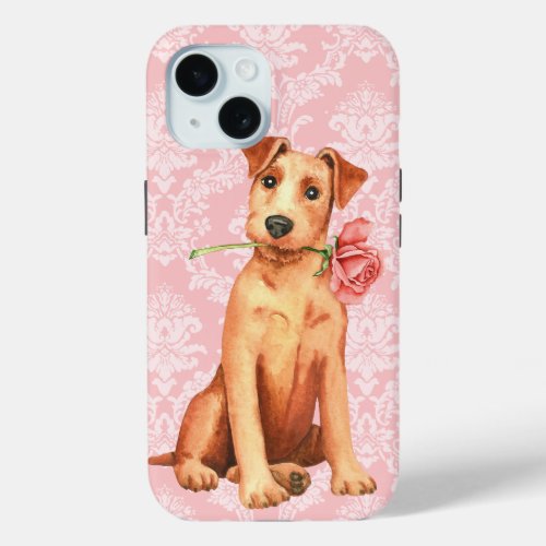 Valentine Rose Irish Terrier iPhone 15 Case