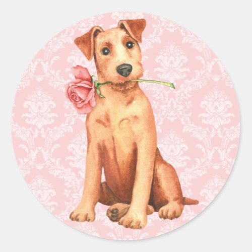 Valentine Rose Irish Terrier Classic Round Sticker