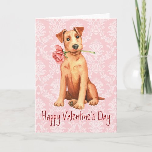 Valentine Rose Irish Terrier Holiday Card