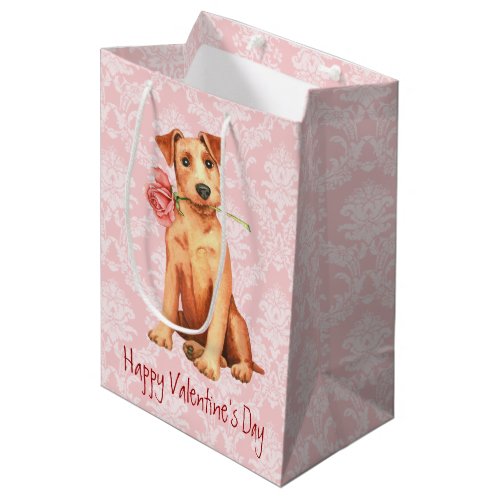 Valentine Rose Irish Terrier Medium Gift Bag