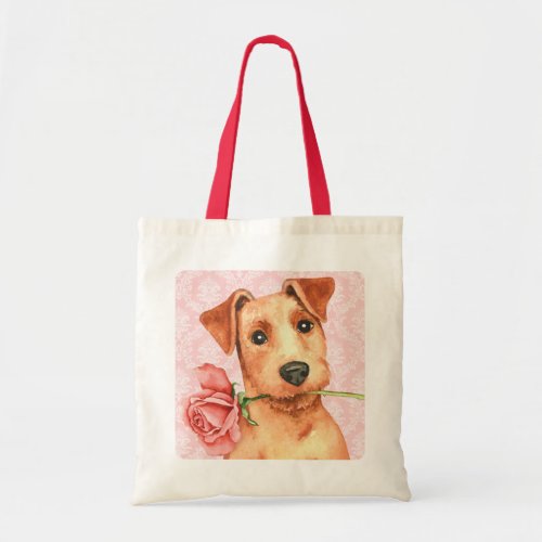Valentine Rose Irish Terrier Tote Bag