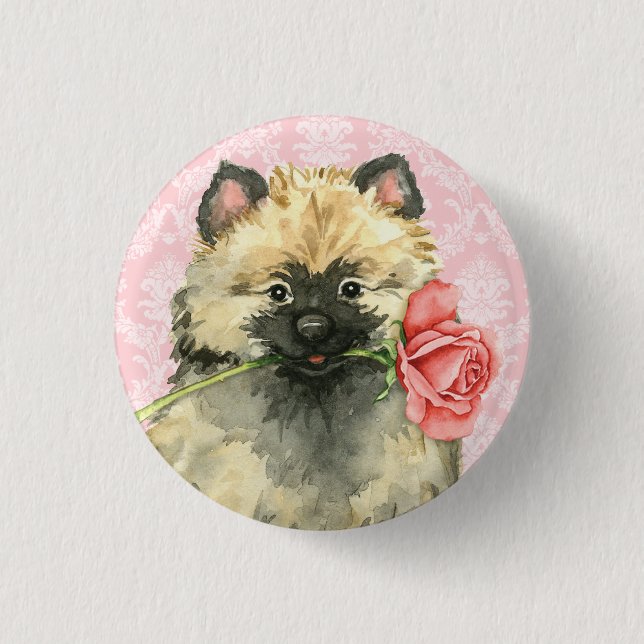 Valentine Rose Keeshond Button (Front)
