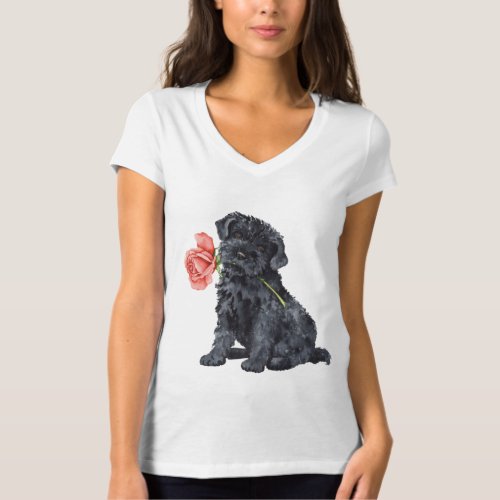 Valentine Rose Kerry Blue Terrier T_Shirt
