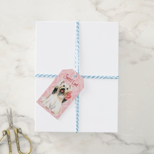 Valentine Rose Lhasa Apso Gift Tags