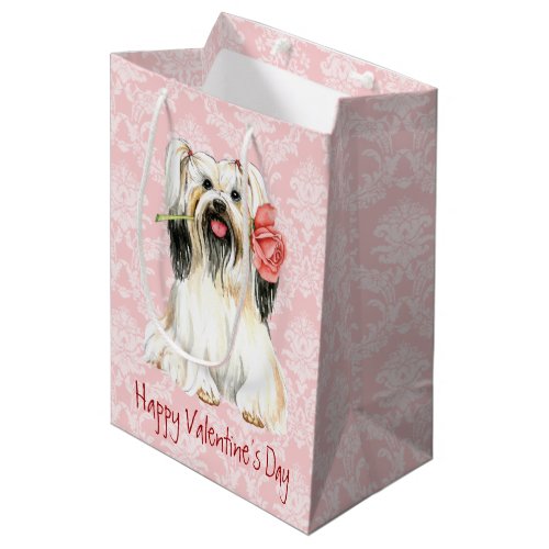 Valentine Rose Lhasa Apso Medium Gift Bag