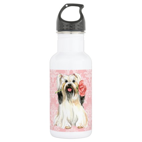 Valentine Rose Lhasa Apso Stainless Steel Water Bottle