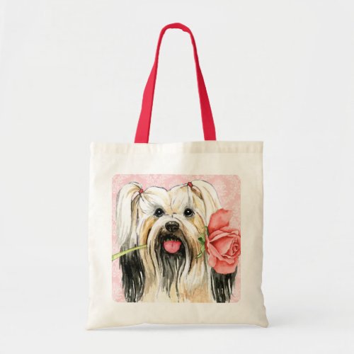 Valentine Rose Lhasa Apso Tote Bag