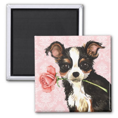 Valentine Rose Long Coat Chihuahua Magnet