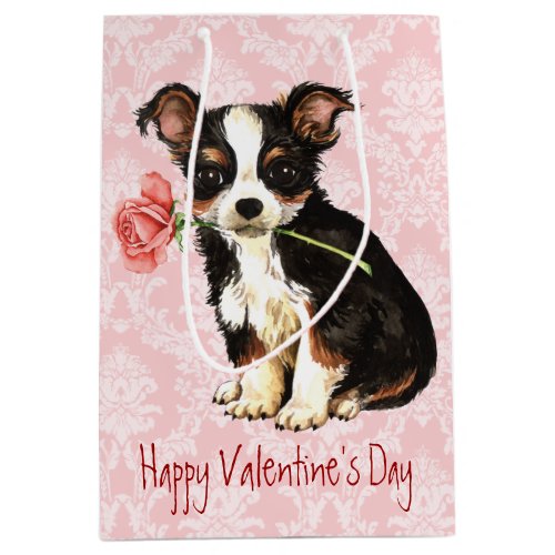 Valentine Rose Long Coat Chihuahua Medium Gift Bag