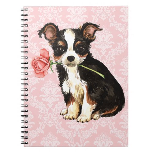 Valentine Rose Long Coat Chihuahua Notebook