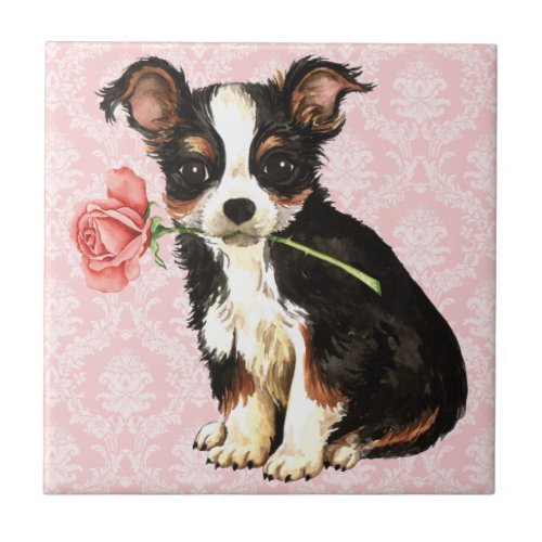 Valentine Rose Long Coat Chihuahua Tile