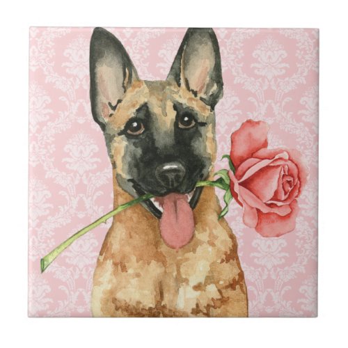 Valentine Rose Malinois Ceramic Tile