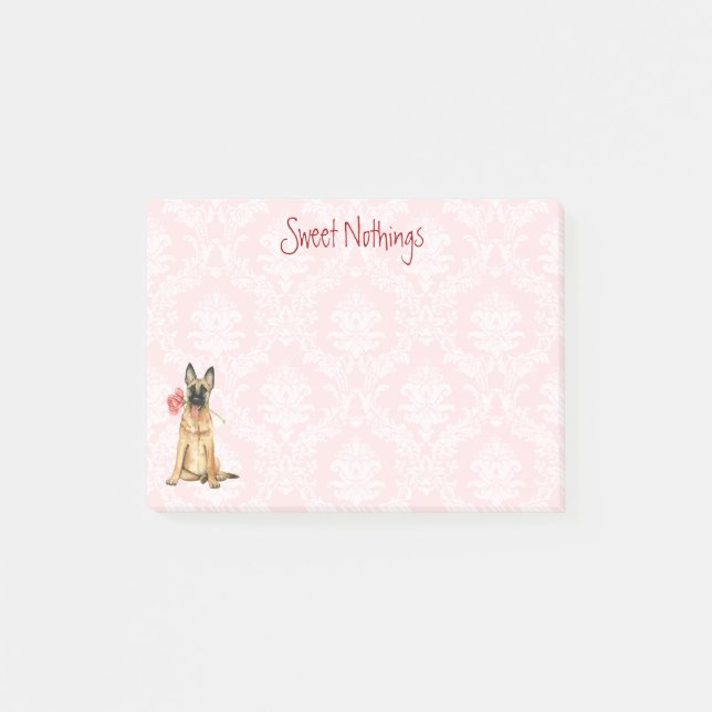 Valentine Rose Malinois Post-it Notes (Front)