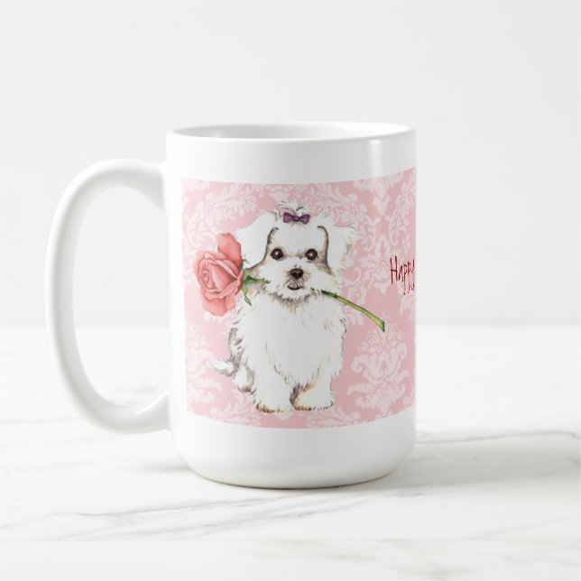 Valentine Rose Maltese Coffee Mug (Left)