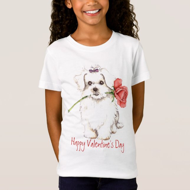 Valentine Rose Maltese T-Shirt (Front)