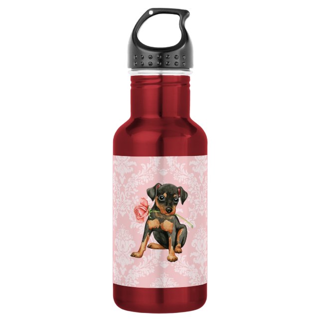 Valentine Rose Min Pin Stainless Steel Water Bottle (Front)