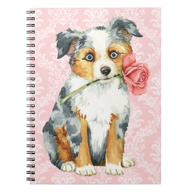 Valentine Rose Mini American Shepherd Notebook (Front)