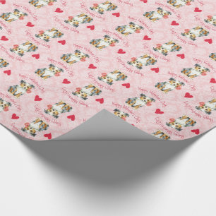 Valentine Rose Mini American Shepherd Wrapping Paper